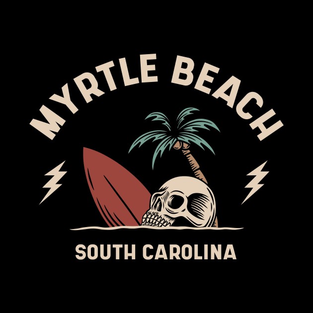 Vintage Surfing Myrtle Beach South Carolina // Retro Surf Skull by Now Boarding