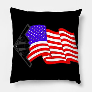 B2 Spirit Bomber with American Flag Pillow