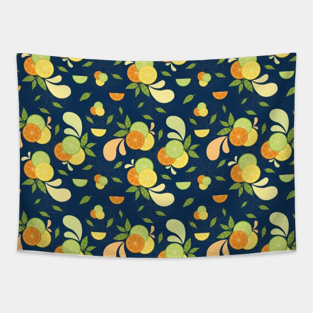 Citrus Splash Seamless Surface Pattern Design Tapestry by zarya_kiqo