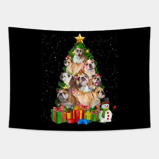 Dog English bullChristmas Tree Funny English bull87 paw Tapestry