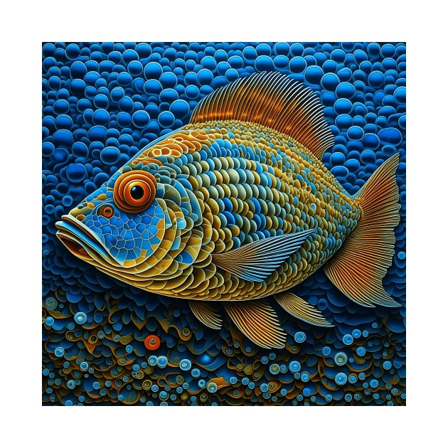 [AI Art] Fish in the sea, Optical Art Style by Sissely