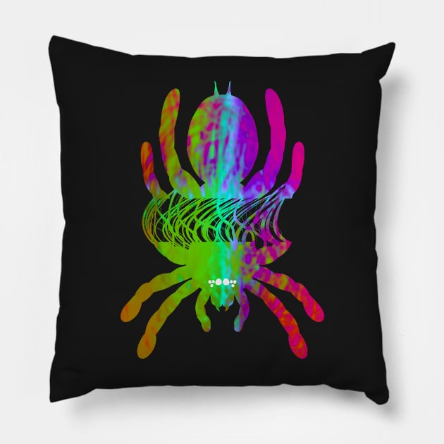 Tarantula Silhouette V37 (Tie Dye) Pillow by IgorAndMore