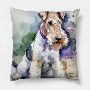 Wire Fox Terrier Watercolor - Dog Lover Gifts Pillow