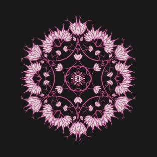 Elegant Floral Mandala Pink Flowers T-Shirt