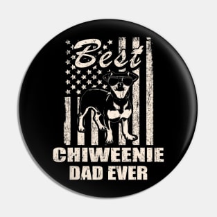 Best Chiweenie Dad Ever Vintage Retro flag Dog Dad Pin