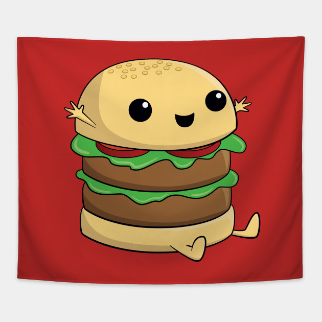 Cute Kawaii Cartoon Burger Kawaii Tapestry Teepublic