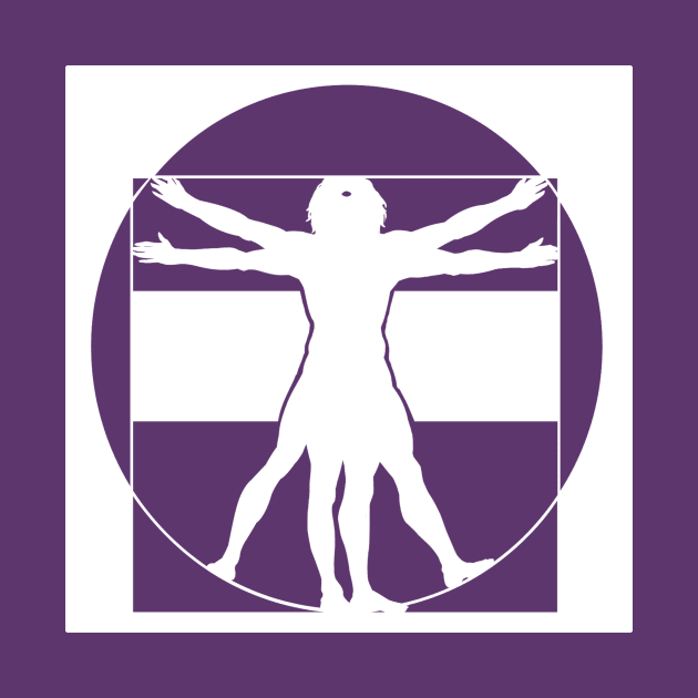 Vitruvian Man - Original Logo Banner Sigil - Light Design for Dark Backgrounds by Indi Martin