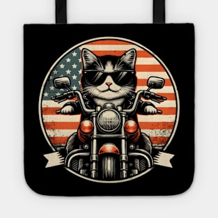 Funny Biker Cat Dad Motorcycle Rider Cat Lover Biker Tote