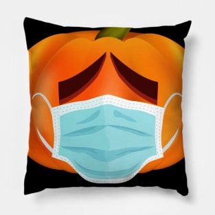 Funny Halloween Quarantine Pumpkin Wearing Face Mask Jack 0 Lantern Pillow
