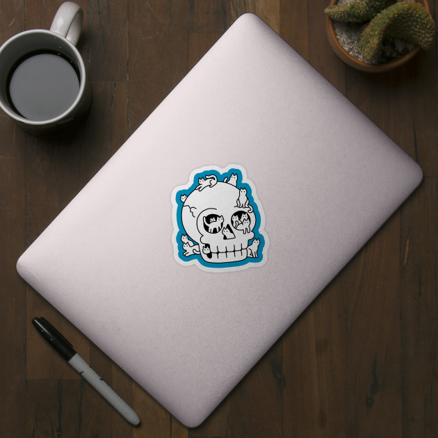 Skull is Full of Cats Doodle - Skull - Sticker