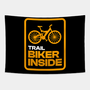 Trail Biker Inside Bicycle Tapestry