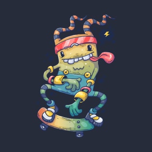 cheerful monster skateboard T-Shirt