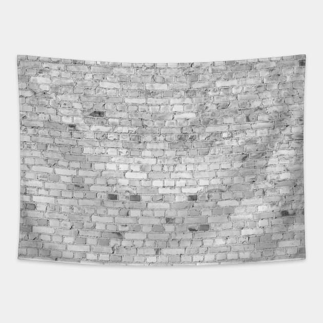 White Washed Brick Wall - Light White and Grey Wash Stone Brick Tapestry by podartist