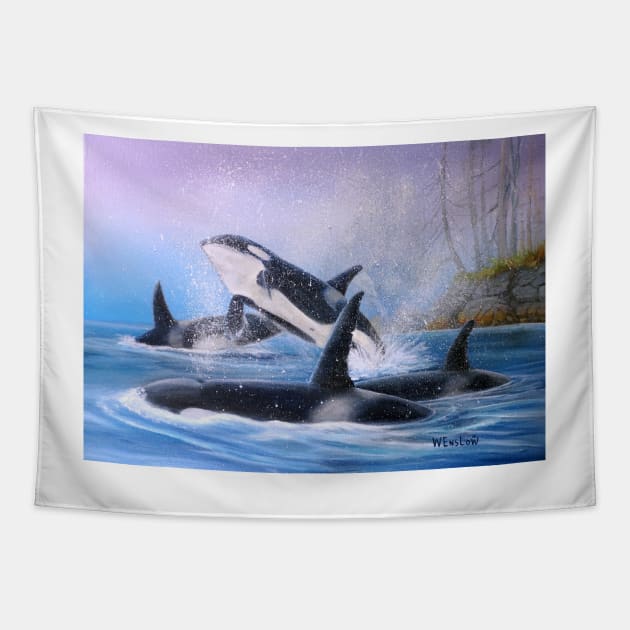 Orca Pod Tapestry by Wayne2015