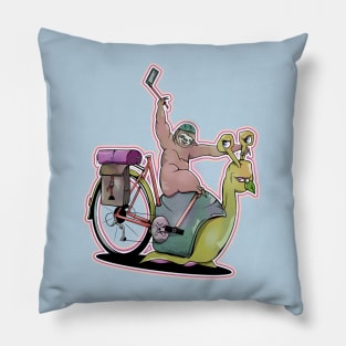 Sloth bicycle touring pickpacking Pillow