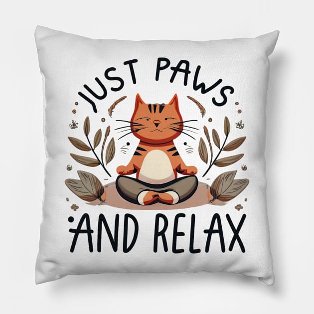 Just Paws and Relax Yoga Cat Pillow by CBV