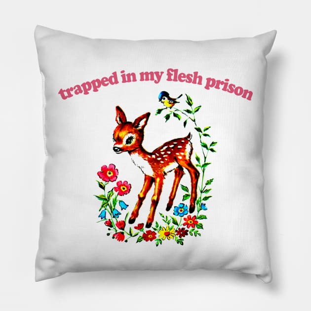 Trapped In My Flesh Prison / Nihilism Meme Design Pillow by DankFutura