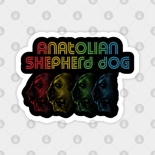 Cool Retro Groovy Anatolian Shepherd Dog Magnet by Madfido