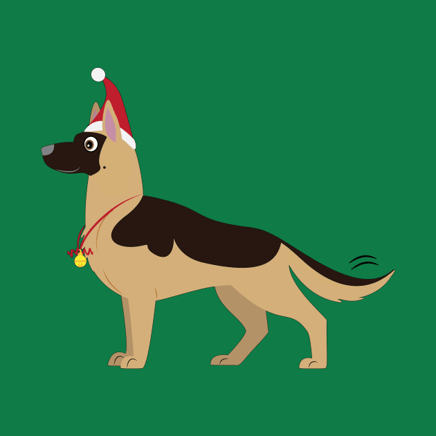 Cartoon German Shepherd Dog GSD at the Holidays by PenguinCornerStore