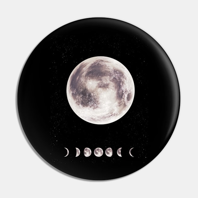 The Moon Phases Space Lunar Design Pin by UNDERGROUNDROOTS