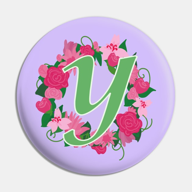 Monogram Y, Personalized Floral InitiaI Pin by Bunniyababa