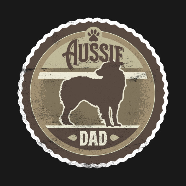 Disover Aussie Dad - Distressed Australian Shepherd Silhouette Design - Australian Shepherd - T-Shirt