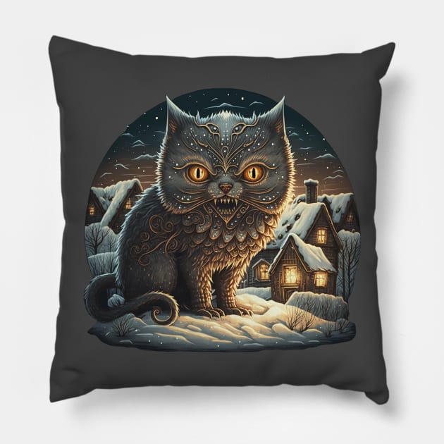 All Hail the Yule Cat Pillow by Ampersand Studios