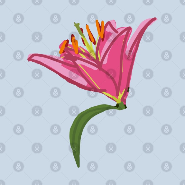 Stargazer Lily Flower Digital Painting by ellenhenryart