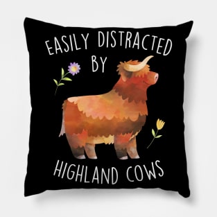 Easily Distracted by Highland Cows Pillow