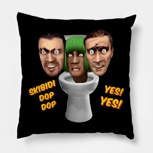 Skibidi Triple Weirdos Pillow by RKBJJ