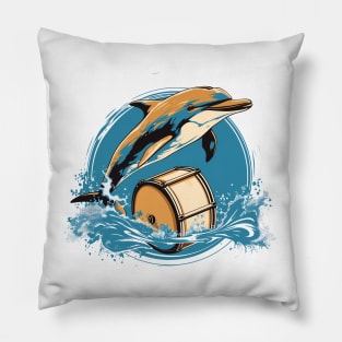 Dolphin playing drums Pillow