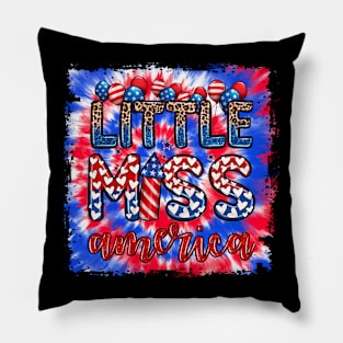 Little Miss Us America 4Th Of July Messy Bun Toddler Girls Pillow