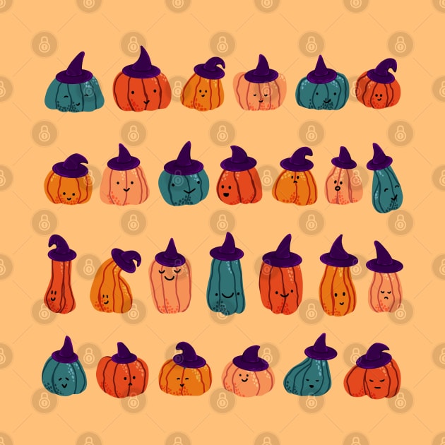 Spooky cute witch pumpkins by illograph