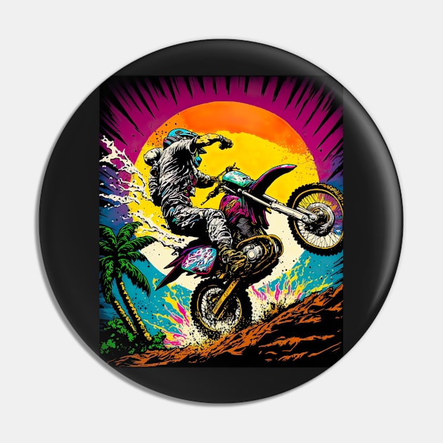 Dirt Bike With Orange Moon Pin by KoolArtDistrict