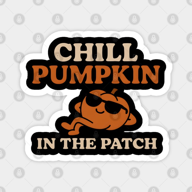 Chill Pumpkin in the Patch Funny Halloween Graphic Magnet by MakerMind8.2