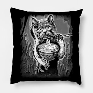 The cat eats ramen,ramen lover cute cat Pillow