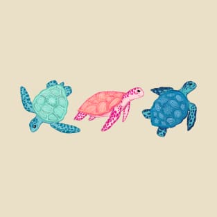 Paradise Beach Turtles - Three in a Row T-Shirt
