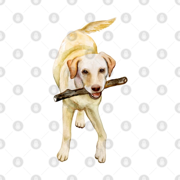 Yellow Labrador Retriever Watercolor Art by doglovershirts