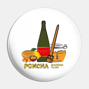 Madeira Island Poncha with fruits, aguardente de cana/rum, honey and traditional stirring stick in colour Pin