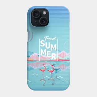 Hello Summer Flamingo Tropical Sea Beach and Rocky Mountains Phone Case