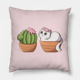 Cute Cat And Cactus Pillow