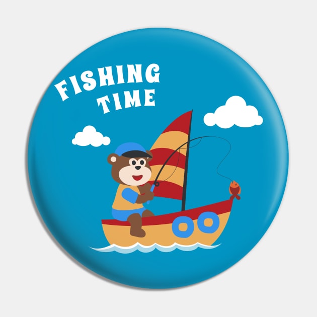 Vector cartoon illustration of cute monkey fishing on sailboat Pin by KIDS APPAREL