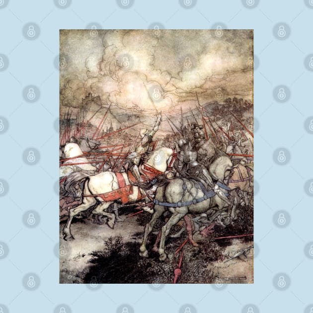 King Arthur in Battle - Arthur Rackham by forgottenbeauty