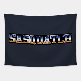 Sasquatch Retro Bigfoot logo Tapestry