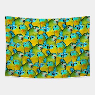 Turquoise Parakeet Parrot Bird Pattern Tapestry