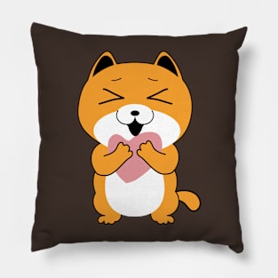 Dog holding heart cute cartoon. Pillow