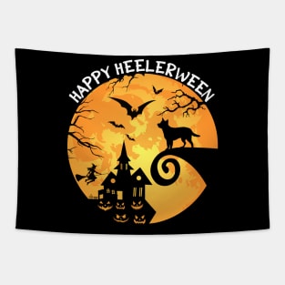 Australian Cattle Dog Full Moon Red Blue Heeler Halloween Tapestry