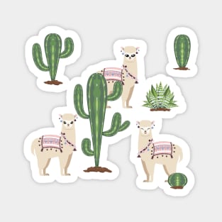 Alpaca with cacti Magnet