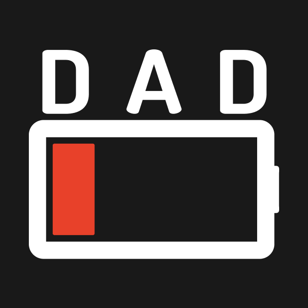 Funny Parenting Dad Low Battery Empty Tired T-shirt by RedYolk