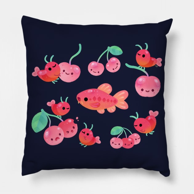 Cherry shrimp and Cherry barb Pillow by pikaole